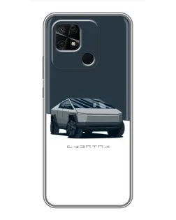Чехол для Xiaomi Redmi 10C с картинкой «Серебристый Cybertruck Tesla»