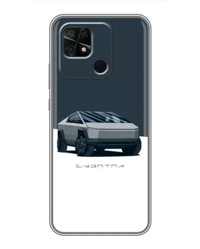 Чехол для Xiaomi Redmi 10C с картинкой «Серебристый Cybertruck Tesla»