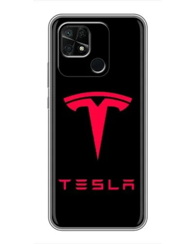 Чехол для Xiaomi Redmi 10C с картинкой «Tesla Red Logo»