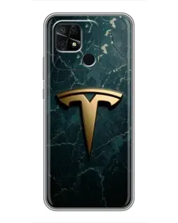Чехол для Xiaomi Redmi 10C с картинкой «Мраморная Tesla Gold»