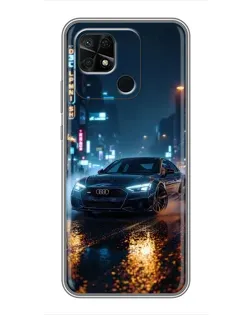 Чехол для Xiaomi Redmi 10C с картинкой «Ночной город и Audi»