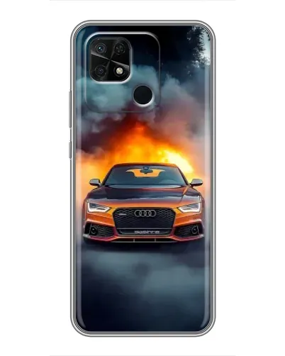 Чехол для Xiaomi Redmi 10C с картинкой «Audi в огненном дыму»