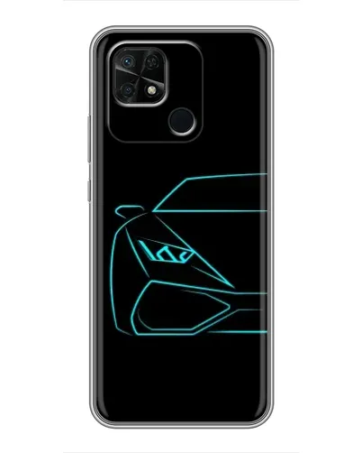 Чехол для Xiaomi Redmi 10C с картинкой «Голубой силуэт Lamborghini»