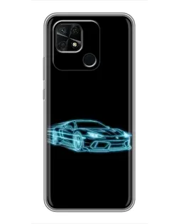 Чехол для Xiaomi Redmi 10C с картинкой «Неоновый контур Lamborghini»
