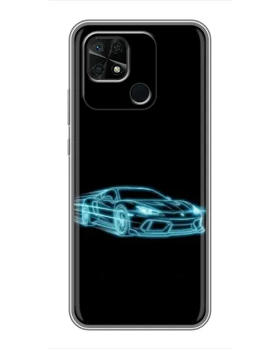 Чехол для Xiaomi Redmi 10C с картинкой «Неоновый контур Lamborghini»