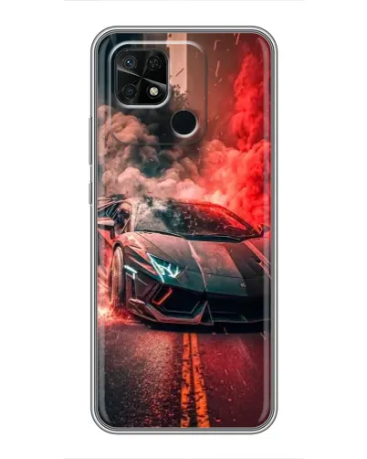 Чехол для Xiaomi Redmi 10C с картинкой «Lamborghini красный дым»