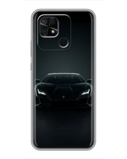 Чехол для Xiaomi Redmi 10C с картинкой «Черный Lamborghini Aventador»