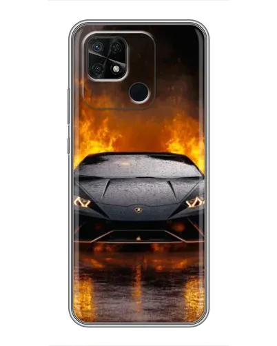 Чехол для Xiaomi Redmi 10C с картинкой «Lamborghini в огне»