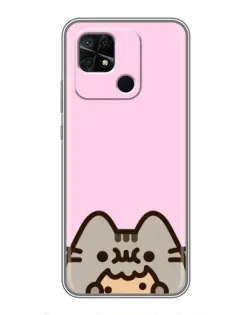Чехол для Xiaomi Redmi 10C с картинкой «Pusheen и печенье»