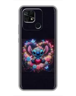 Чохол для Xiaomi Redmi 10C з картинкою «Stitch у квітах»