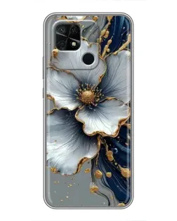 Чохол для Xiaomi Redmi 10C з картинкою «Біла квітка та золотий флюїд» Чохол для Xiaomi Redmi 10C з картинкою «Біла квітка та золотий флюїд»