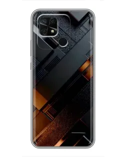 Чехол для Xiaomi Redmi 10C с картинкой «Черные геометрические блоки»