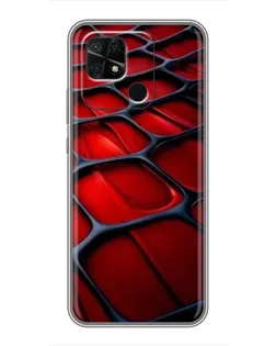 Чехол для Xiaomi Redmi 10C с картинкой «Красная глянцевая сетка»