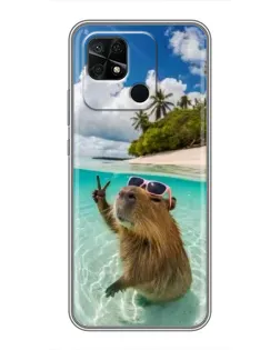 Чохол для Xiaomi Redmi 10C з картинкою «Капібара на морі»
