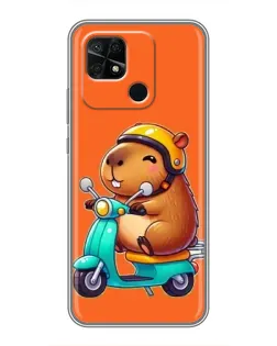 Чохол для Xiaomi Redmi 10C з картинкою «Капібара на скутері»
