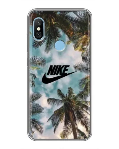 Чехол для Xiaomi Redmi 6 pro с картинкой «Тропический принт Nike» Чехол для Xiaomi Redmi 6 pro с картинкой «Тропический принт Nike»