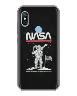 Чехол для Xiaomi Redmi 6 pro с картинкой «NASA — шагаем по Луне»