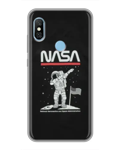 Чехол для Xiaomi Redmi 6 pro с картинкой «NASA — шагаем по Луне»