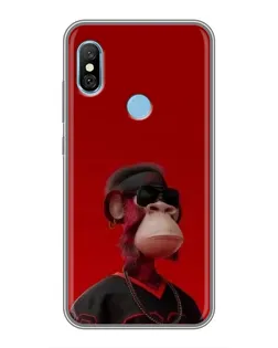 Чехол для Xiaomi Redmi 6 pro с картинкой «Bored Ape в красном» Чехол для Xiaomi Redmi 6 pro с картинкой «Bored Ape в красном»