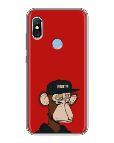 Чехол для Xiaomi Redmi 6 pro с картинкой «Bored Ape — красный фон» Чехол для Xiaomi Redmi 6 pro с картинкой «Bored Ape — красный фон»