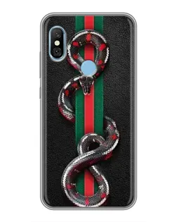 Чехол для Xiaomi Redmi 6 pro с картинкой «Gucci — змея на полосе»