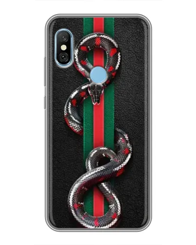 Чехол для Xiaomi Redmi 6 pro с картинкой «Gucci — змея на полосе» Чехол для Xiaomi Redmi 6 pro с картинкой «Gucci — змея на полосе»