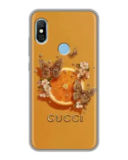 Чехол для Xiaomi Redmi 6 pro с картинкой «Gucci — золотые бабочки»