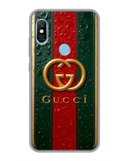 Чехол для Xiaomi Redmi 6 pro с картинкой «Gucci — фирменная полоса и золото»