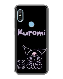 Чехол для Xiaomi Redmi 6 pro с картинкой «Kuromi — черный минимализм»