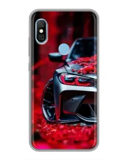Чехол для Xiaomi Redmi 6 pro с картинкой «Спортивная BMW и цветы»