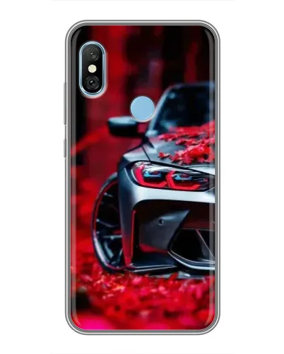 Чехол для Xiaomi Redmi 6 pro с картинкой «Спортивная BMW и цветы»