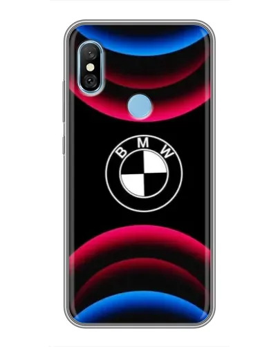 Чехол для Xiaomi Redmi 6 pro с картинкой «Логотип BMW и неоновые дуги»