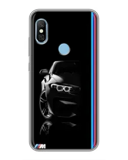 Чехол для Xiaomi Redmi 6 pro с картинкой «Силуэт BMW в темноте»