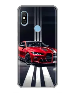 Чехол для Xiaomi Redmi 6 pro с картинкой «Красная BMW на дороге»