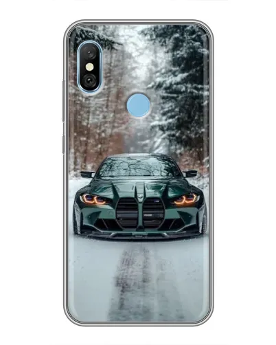 Чехол для Xiaomi Redmi 6 pro с картинкой «BMW в зимнем лесу»