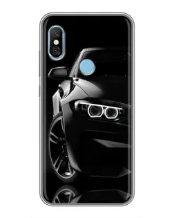 Чехол для Xiaomi Redmi 6 pro с картинкой «Черная BMW — профиль»