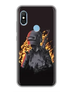 Чехол для Xiaomi Redmi 6 pro с картинкой «PUBG — огненный силуэт»