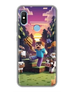 Чехол для Xiaomi Redmi 6 pro с картинкой «Стив на ферме»