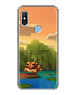 Чехол для Xiaomi Redmi 6 pro с картинкой «Майнкрафт закат солнца»