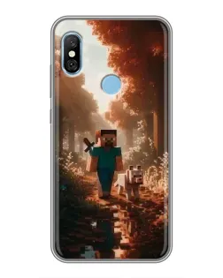 Чехол для Xiaomi Redmi 6 pro с картинкой «Стив в лесу»