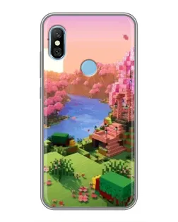 Чехол для Xiaomi Redmi 6 pro с картинкой «Розовое дерево Minecraft»