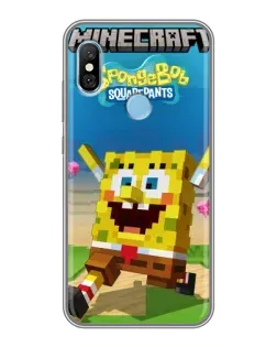 Чехол для Xiaomi Redmi 6 pro с картинкой «Губка Боб Minecraft»