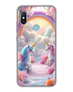 Чохол для Xiaomi Redmi 6 pro з картинкою «Веселка і єдинороги»