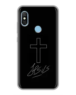 Чехол для Xiaomi Redmi 6 pro с картинкой «Графический крест Jesus»