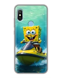 Чехол для Xiaomi Redmi 6 pro с картинкой «Спанч Боб на гидроцикле»