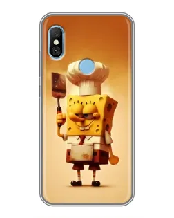 Чехол для Xiaomi Redmi 6 pro с картинкой «Губка Боб повар»