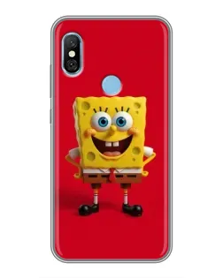 Чехол для Xiaomi Redmi 6 pro с картинкой «Спанч Боб на красном»
