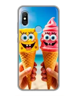 Чехол для Xiaomi Redmi 6 pro с картинкой «Спанч Боб мороженое»