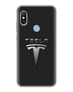 Чехол для Xiaomi Redmi 6 pro с картинкой «Стальной логотип Tesla»