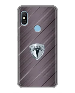 Чехол для Xiaomi Redmi 6 pro с картинкой «Металлическая текстура Tesla»